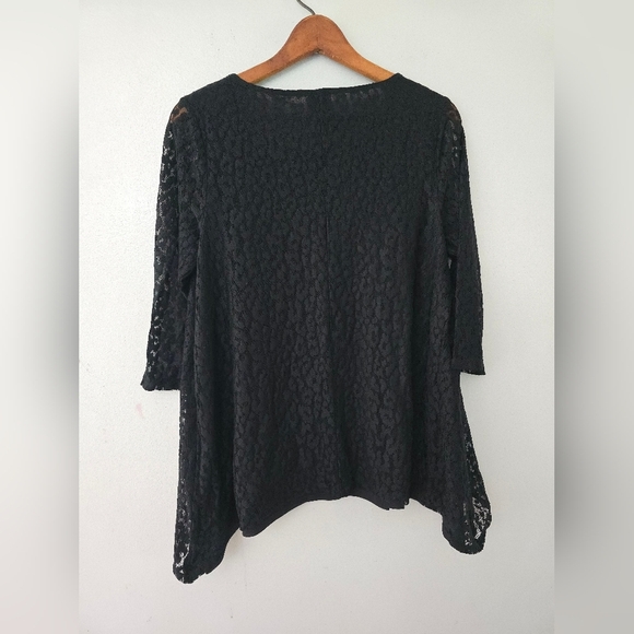 Chico's Women's Black Lace Cheetah Animal Print Blouse Tunic Top size 1 Medium - Picture 6 of 10